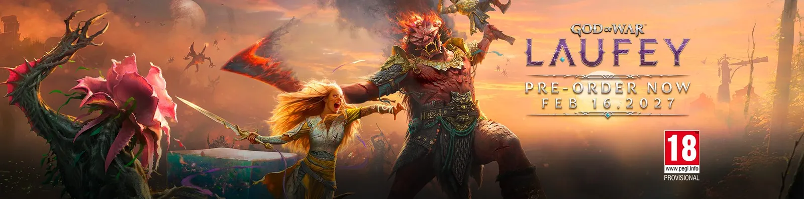 Wide banner showing Faye battling a giant flaming demon creature with the Digital Deluxe edition cover layout